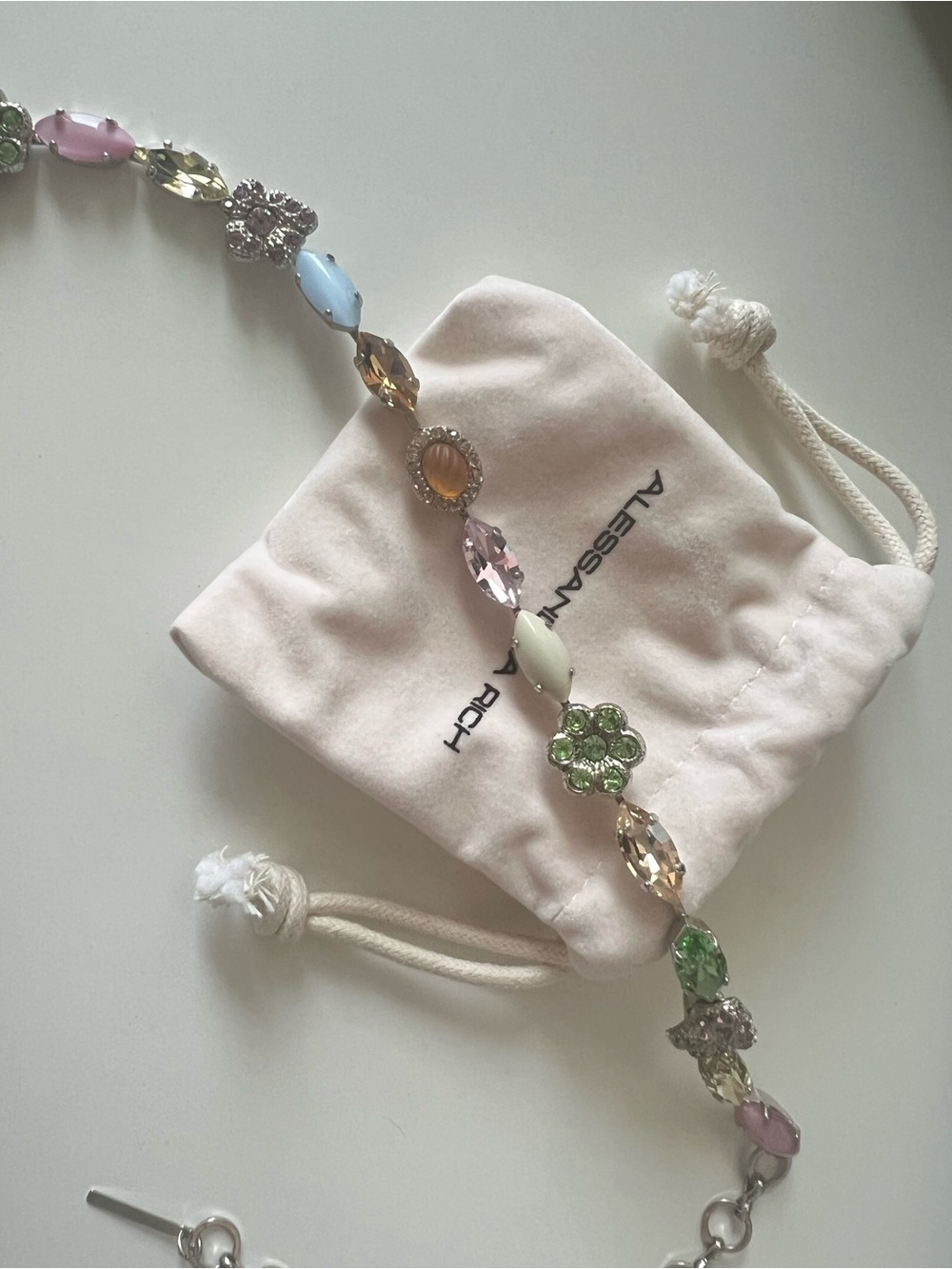 Alessandra Rich Pastel Multi-Color Crystal Choker